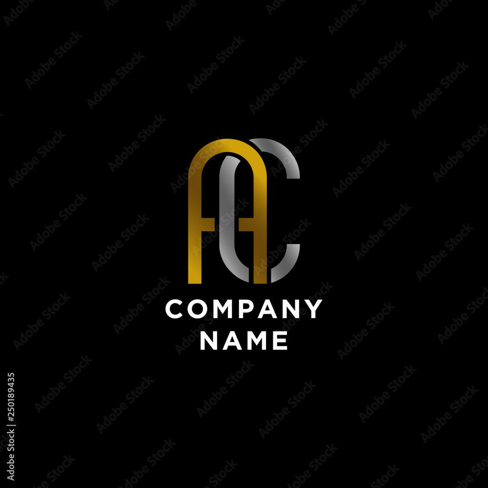 AC initial letter with golden and silver color. 