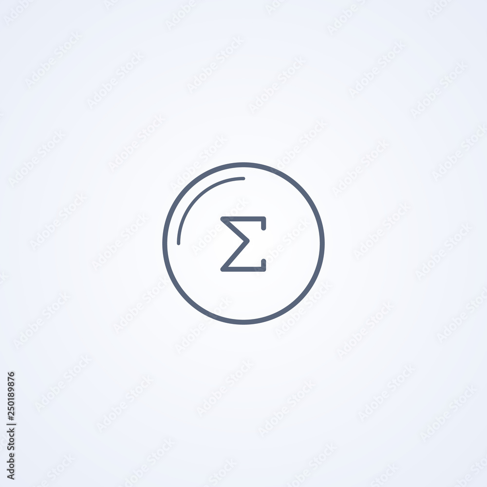 Sigma greek letter, vector best gray line icon Sigma greek letter, vector best gray line icon