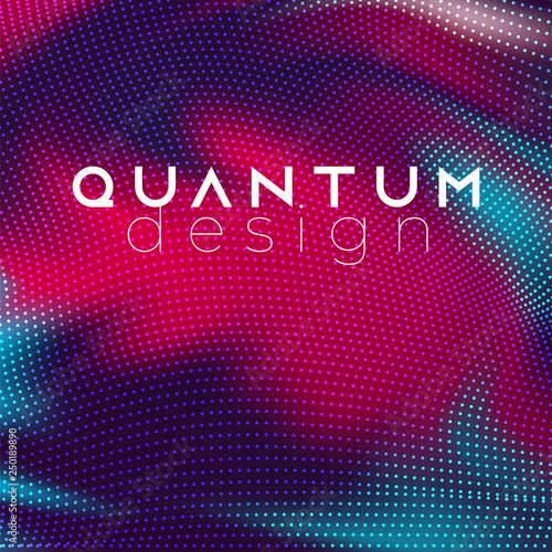 Techno  futuristic twisted dotted neon glowing waves. Big data flow concept. Abstract background vector template