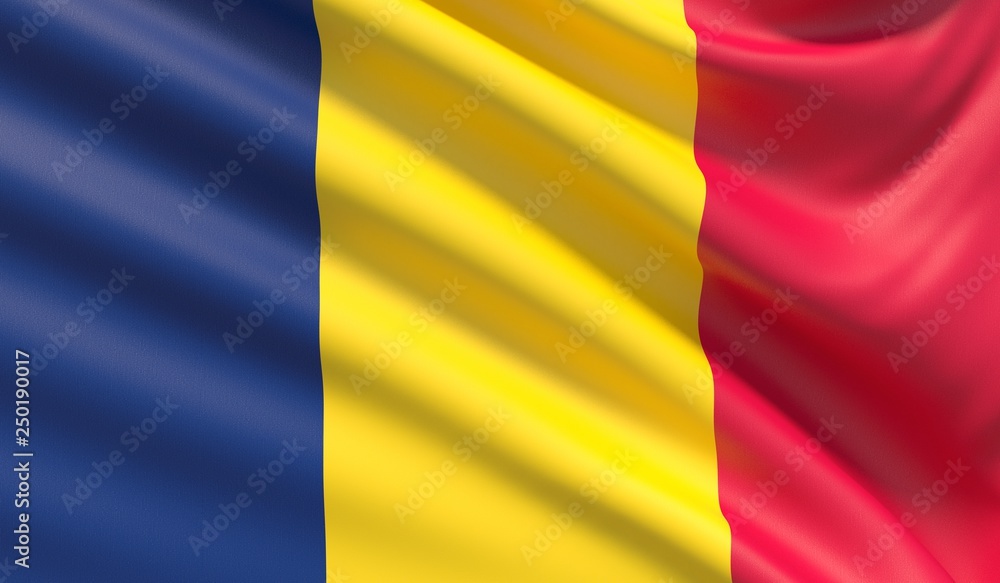 Obraz premium Flag of Chad. Waved highly detailed fabric texture.