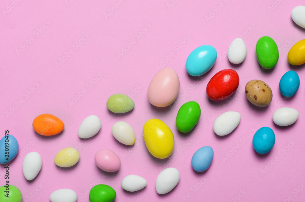 Chocolate Eggs on Bright Background, Sweet Easter Treat Chocolate Eggs on Bright Background, Sweet Easter Treat