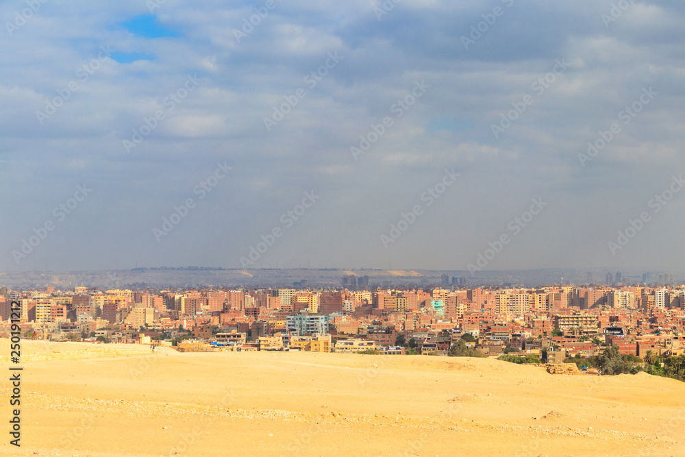 View of Cairo city, capital of Egypt from the Giza plateau