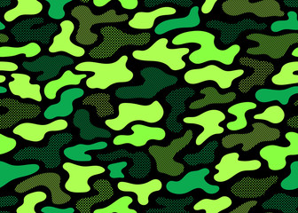 Fototapete Tarnmuster Neongrünes Modernes Camouflage Muster  © leavector