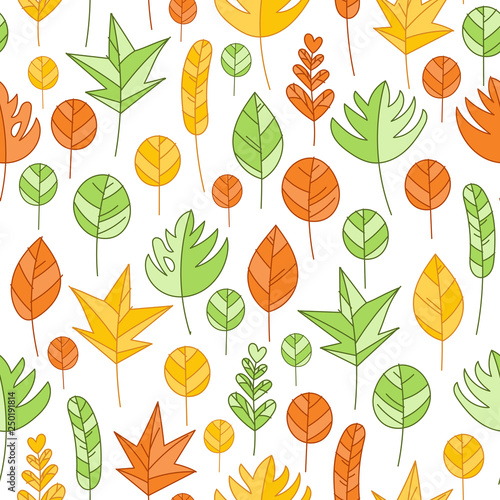 Simple leaf seamless pattern. Vector illustration
