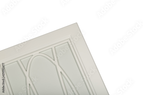 Detail close-up of a white frame facade for the kitchen.