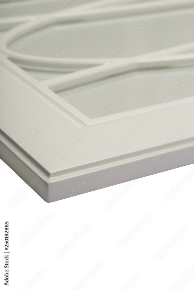 Detail close-up of a white frame facade for the kitchen. Detail close-up of a white frame facade for the kitchen.