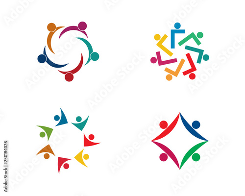 teamwork logo template vector icon illustration design