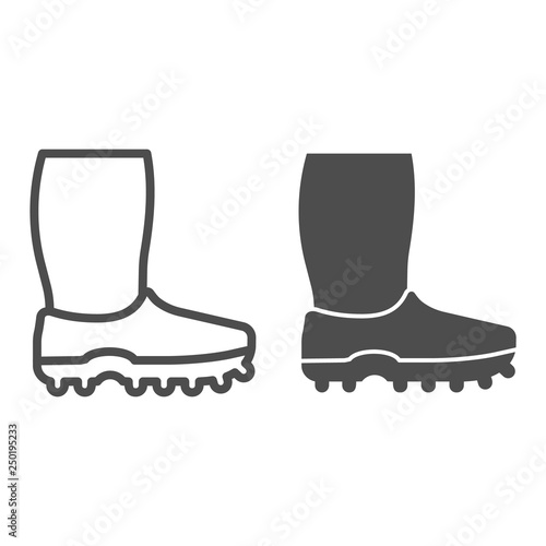 Rubber boots line and glyph icon. Footwear vector illustration isolated on white. Watertights outline style design, designed for web and app. Eps 10.