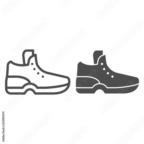 Sneakers line and glyph icon. Sport shoe vector illustration isolated on white. Footwear outline style design, designed for web and app. Eps 10.