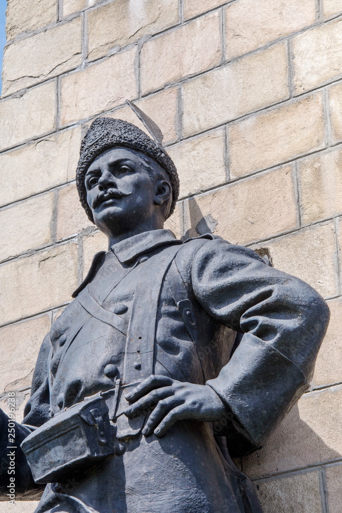 statue Dorobantul at The Anghel Saligny Bridge (formerly King Carol I Bridge) Cernavoda, Romania. 2017 statue Dorobantul at The Anghel Saligny Bridge (formerly King Carol I Bridge) Cernavoda, Romania. 2017