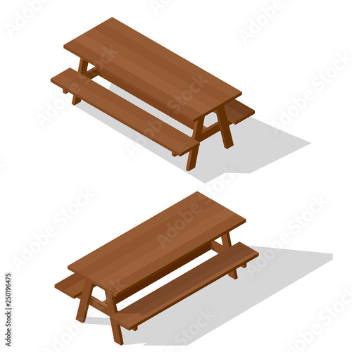 wooden table with benches