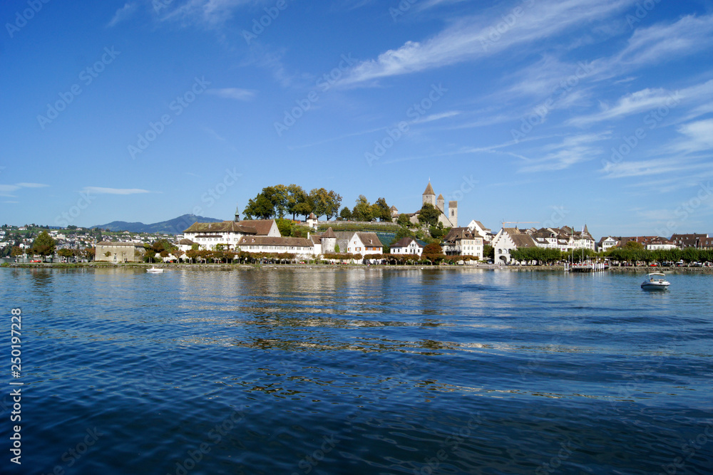 View over Rapperswil from Lake Zürich in Switzerland