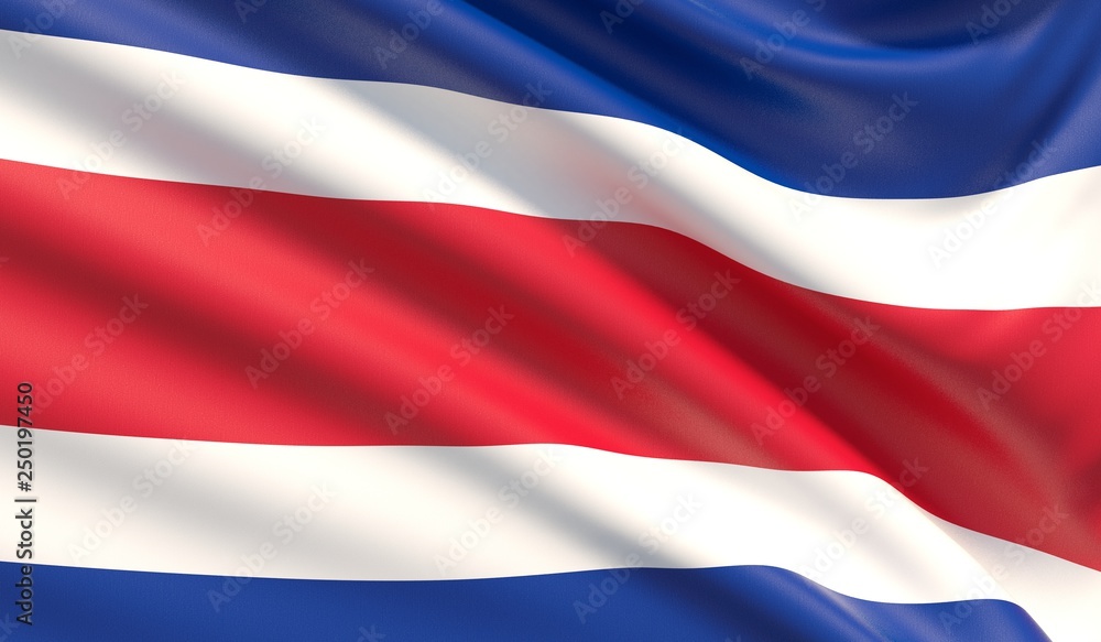 Flag of Costa Rica. Waved highly detailed fabric texture. Flag of Costa Rica. Waved highly detailed fabric texture.