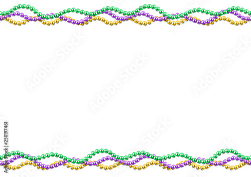 Mardi Gras background template, festive banner with colorful beads, vector illustration