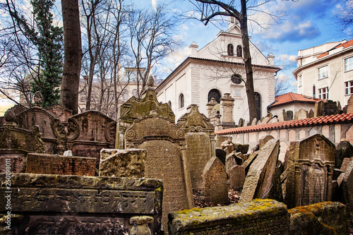 Josefov Prague. Old jewish cemetery in Prague photo