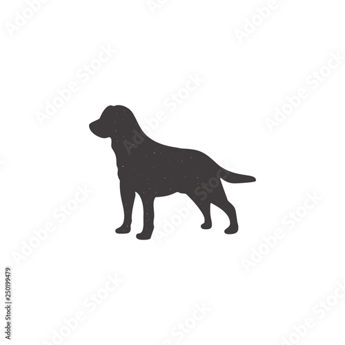 Labrador icon in silhouette style. Dog stand monochrome shape. Stpck vector illustration isolated on white