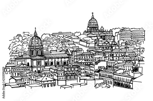 view of historic center of Rome, Italy