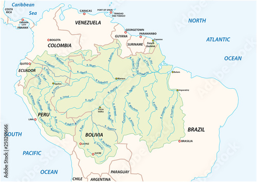 Vector map of the Amazon River drainage basin