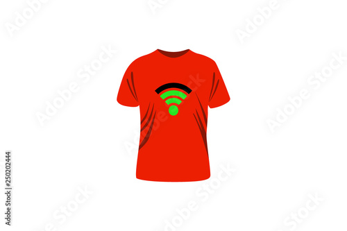 wifi sign green on a red tshirt