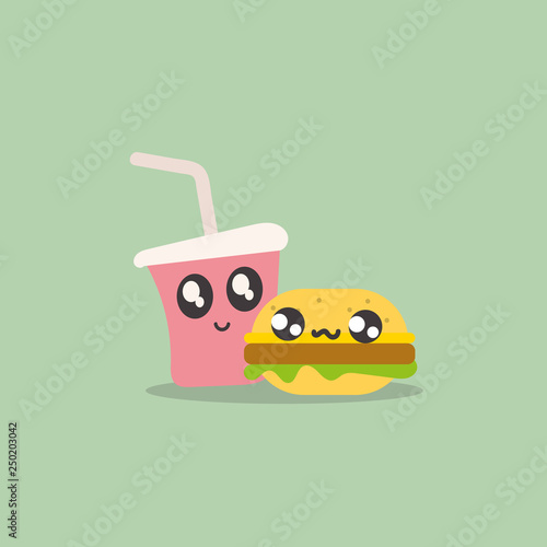 Kawaii food. Vector