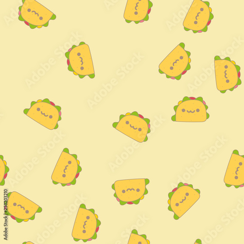 Seamless pattern with Kawaii elements. Vector