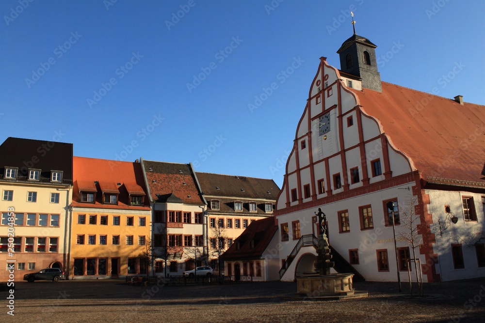 Marktplatz mit Rathaus in Grimma