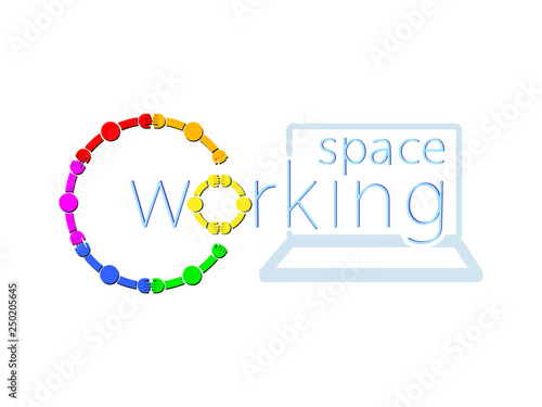 Co working Logo Idea. Vector illustration of a bulb and laughing. Co work concept