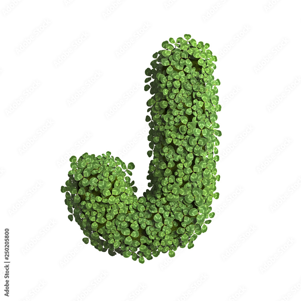 clover letter J - Uppercase 3d spring font - suitable for Nature, ecology or environment related subjects