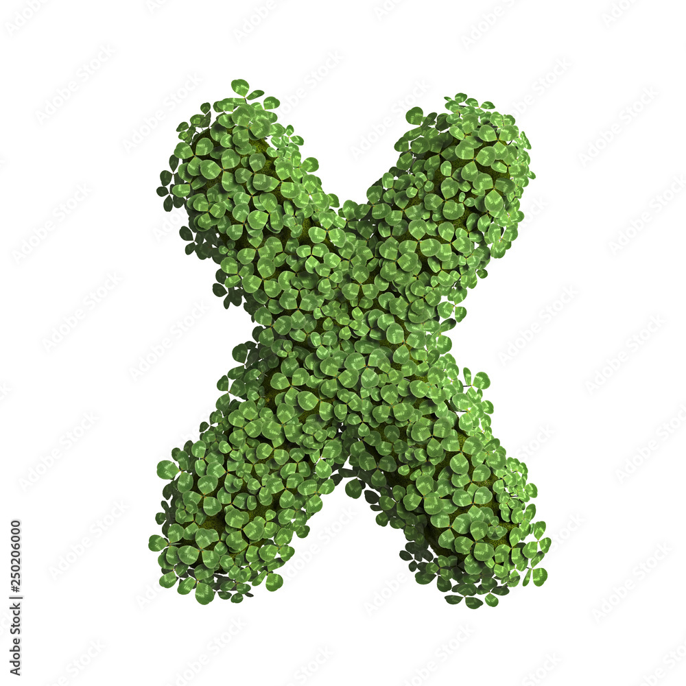 clover letter X - Upper-case 3d spring font - suitable for Nature, ecology or environment related subjects clover letter X - Upper-case 3d spring font - suitable for Nature, ecology or environment related subjects
