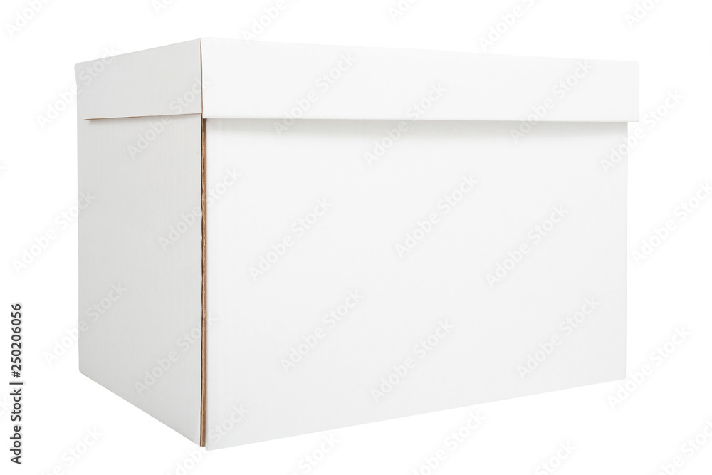 Blank white cardboard box isolated on white background. Delivery concept Blank white cardboard box isolated on white background. Delivery concept