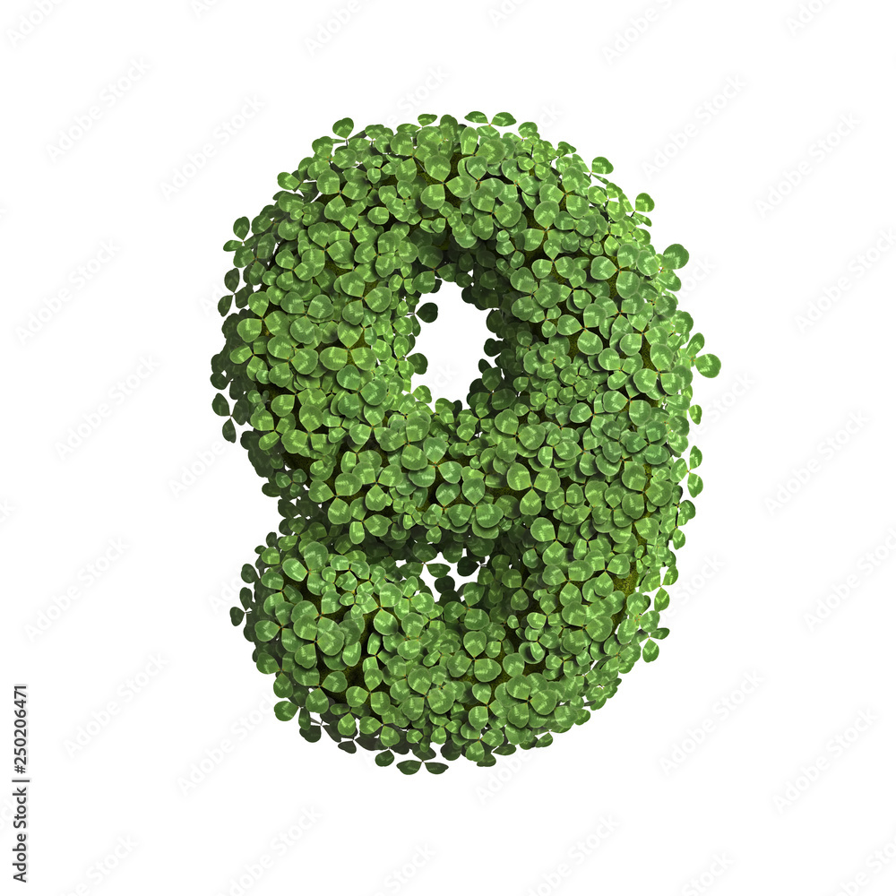 clover number 9 - 3d spring digit - Suitable for Nature, ecology or environment related subjects clover number 9 - 3d spring digit - Suitable for Nature, ecology or environment related subjects