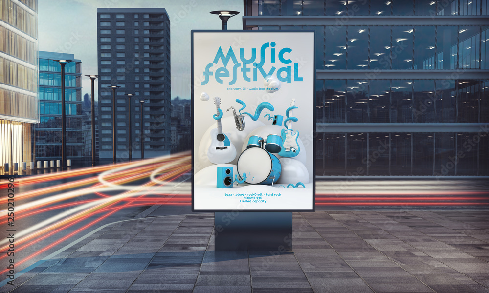 Φωτογραφία advertising music festival billboard on the street