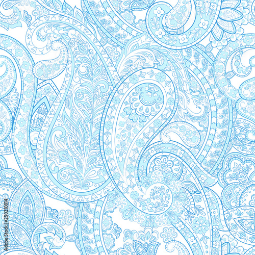 Floral Paisley Pattern. Seamless Asian Textile Background