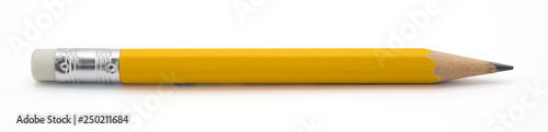 yellow pencil isoalted on white background with clipping path. photo