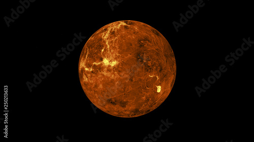 Pianeta Venere visto al telesopio, 3D rendering, illustrazione
