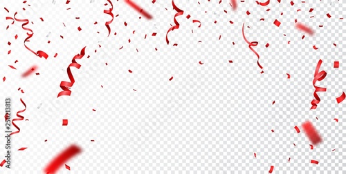 Red confetti , isolated on transparent background