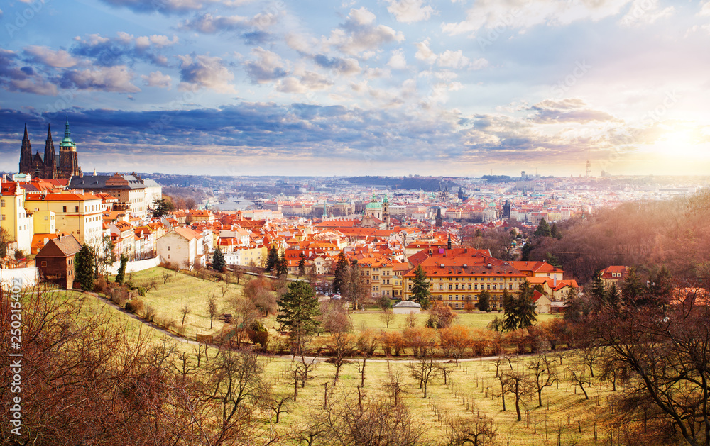 Beautiful cityscape skyline of Prague Czech Republic. Prague landmarks