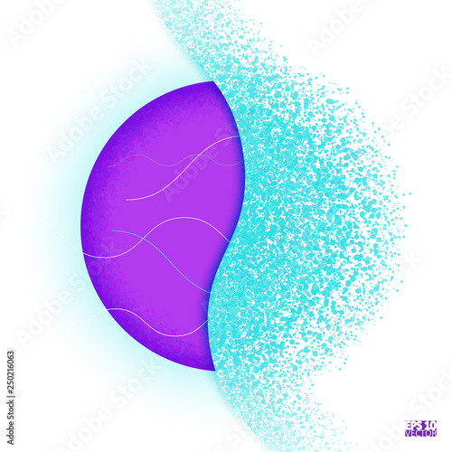 Circle shatter effect. Banner Explosion Simulation. Explode and destruction. Illustration isolated on white background. Eps10 Vector illustration