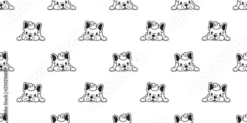 Dog seamless pattern french bulldog vector duck rubber scarf isolated repeat wallpaper tile background cartoon