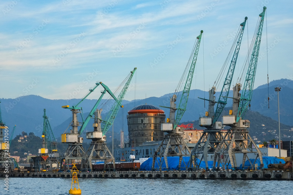 cranes in port of Batumi, Georgia. cranes in port of Batumi, Georgia.