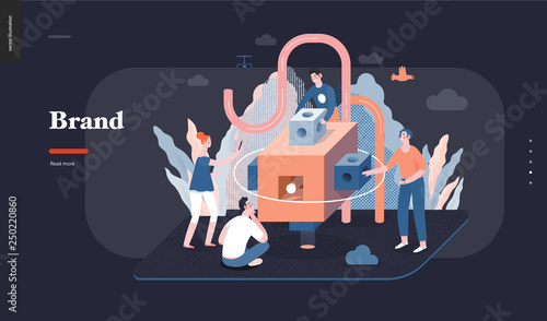 Technology 3 -Brand modern flat vector concept digital illustration branding metaphor, company brand promotion. Business workflow and team management Creative landing web page design template