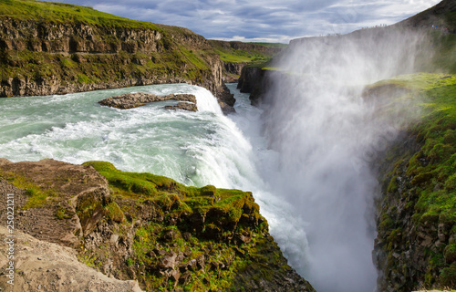 Gullfoss waterfall Hvita river Southwest Iceland Scandinavia