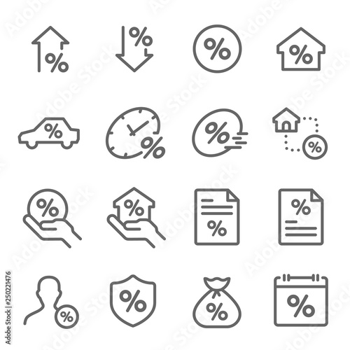Loan Payment Vector Line Icon Set. Contains such Icons as Interest Rate, Investment Plan, Finance and more. Expanded Stroke