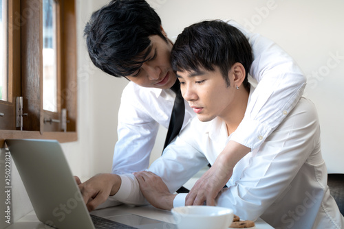 Business male couple working at home office © Success Media