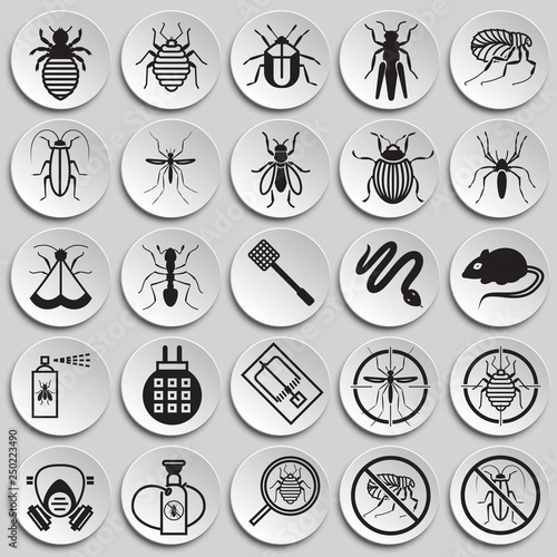 Pest icons set on plates background for graphic and web design, Modern simple vector sign. Internet concept. Trendy symbol for website design web button or mobile app