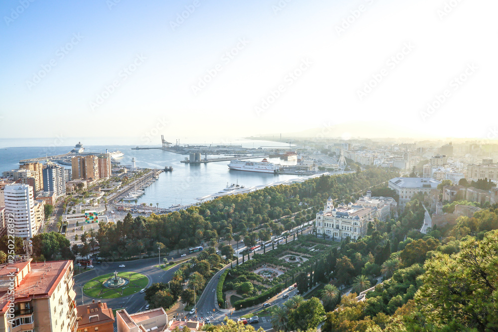 wide panorama of the port of Málaga