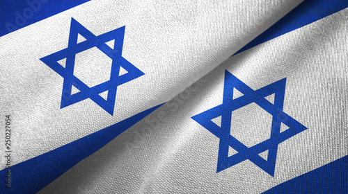 Israel two flags textile cloth, fabric texture
