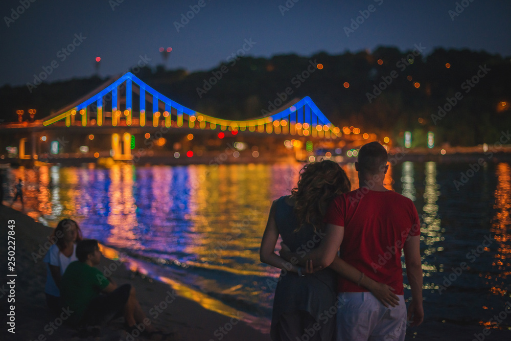 young couple at night