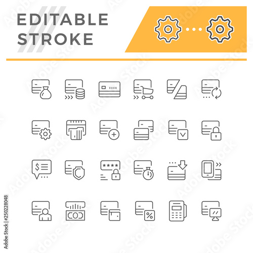 Set line icons of credit card