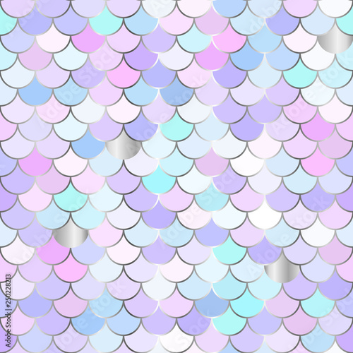 Multicolor backdrop with rainbow scales. Kawaii mermaid princess pattern. Sea fantasy invitation for girlie party.